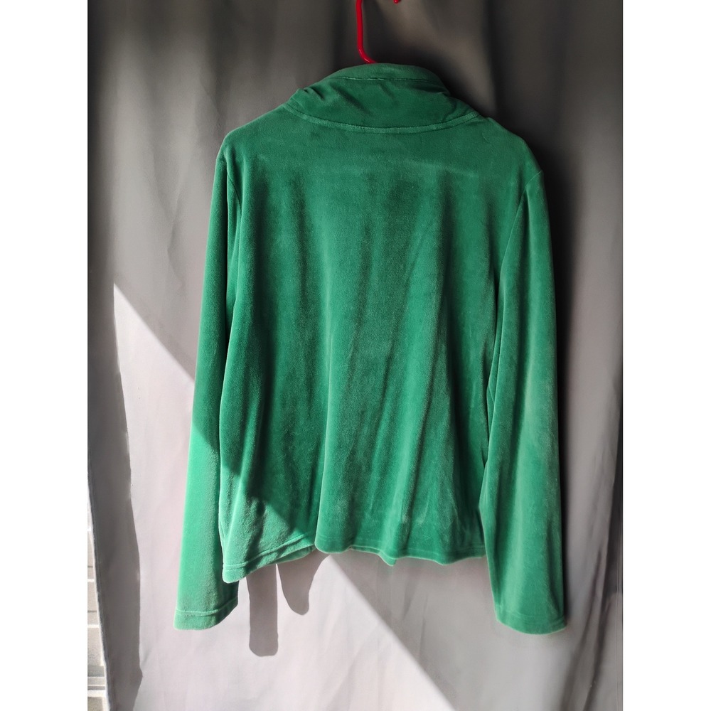 Kim Rogers Green Velour Zip Up Jacket Funnel Neck XL Sweatshirt - Picture 3 of 3